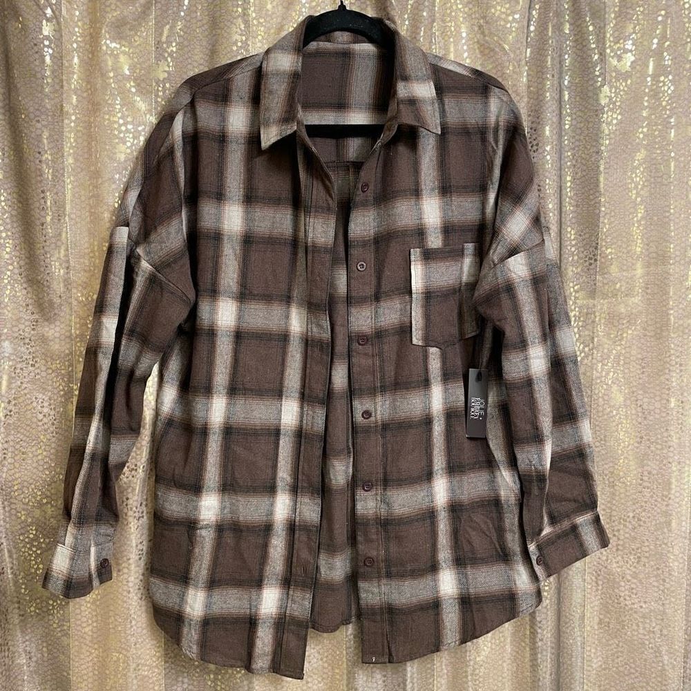 Baylor Brown Flannel Fall Winter Button Down Flan… - image 1